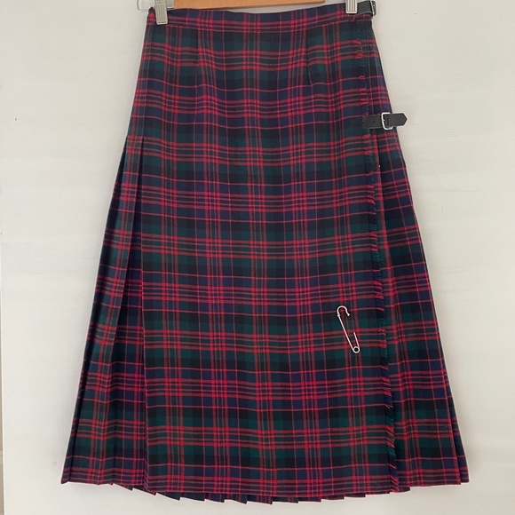 John Morrison Kilt Tartan Plaid Skirt Wool Pleated Made in Scotland UK/14  US/S - Picture 5 of 16